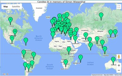 April 2023 - Addition of a map with the candles that were lit all over the world in memory of Simon Wiesenthal
